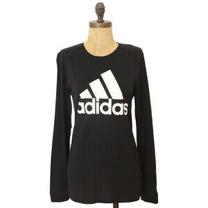 Adidas Badge Of Sport T-Shirt Top Size XS Long Sleeve Logo Front Black NWT B23